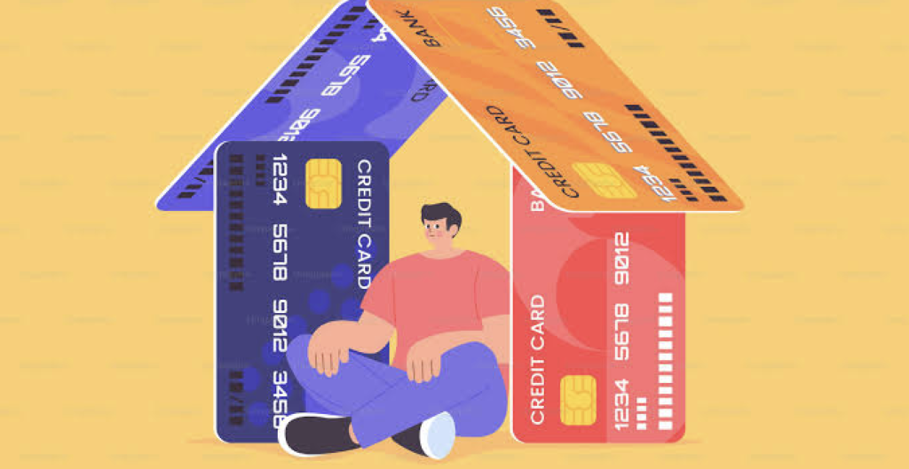 graphic of a house made of credit cards